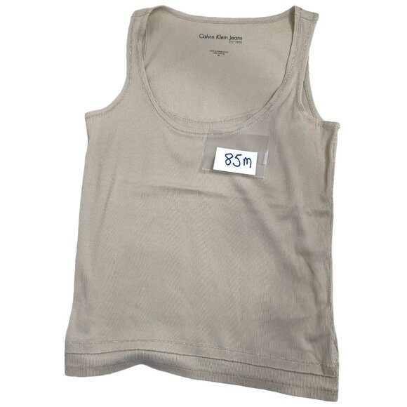 Calvin Klein Jeans Medium Sleeveless Tan/Beige Tank Top 85m - Picture 4 of 6